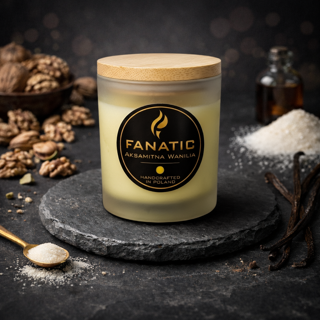 Aksamitna Wanilia — premium świeca zapachowa Orzechy Włoskie, Cukier, Wanilia Burbońska