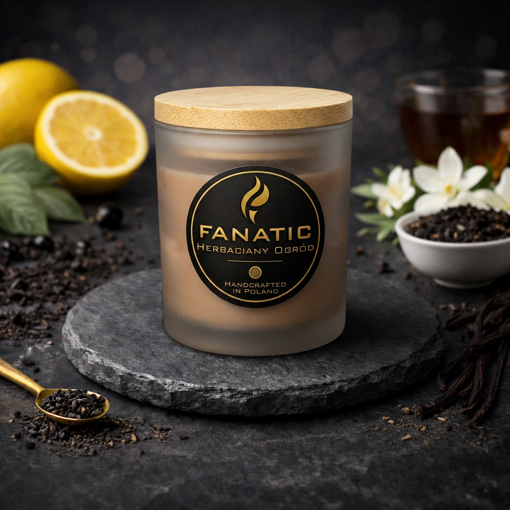 Herbaciany Ogród — premium świeca zapachowa Cytryna, Świeża Nuta, Czarna Herbata, Nuty Kwiatowe, Białe Piżmo