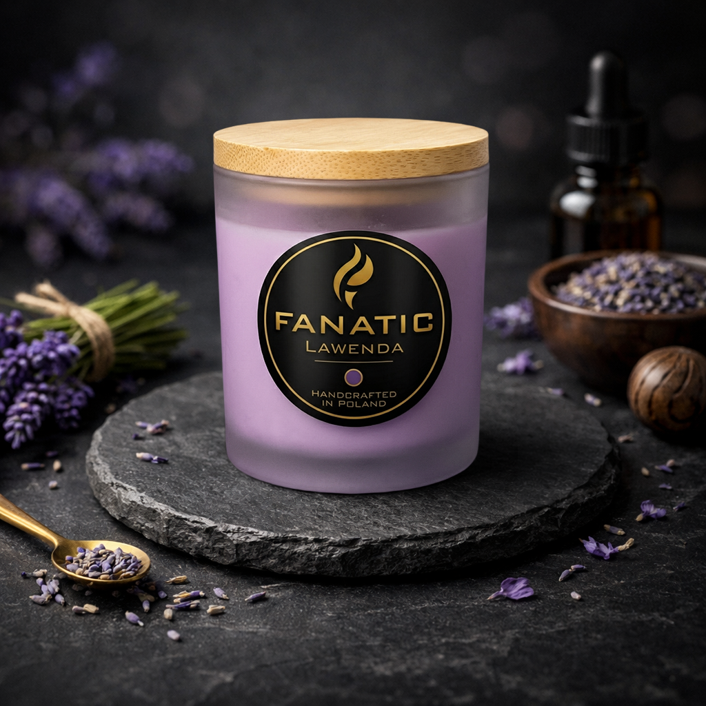 Lawenda — premium świeca zapachowa Cytrusy, Lawenda, Eukaliptus, Mech