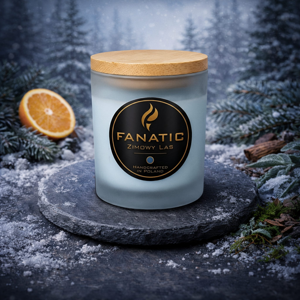 Zimowy Las — premium świeca zapachowa Pomarańcza, Cedr, Szałwia, Balsam Jodłowy, Sosna Kanadyjska, Igły Jodły, Mech Leśny